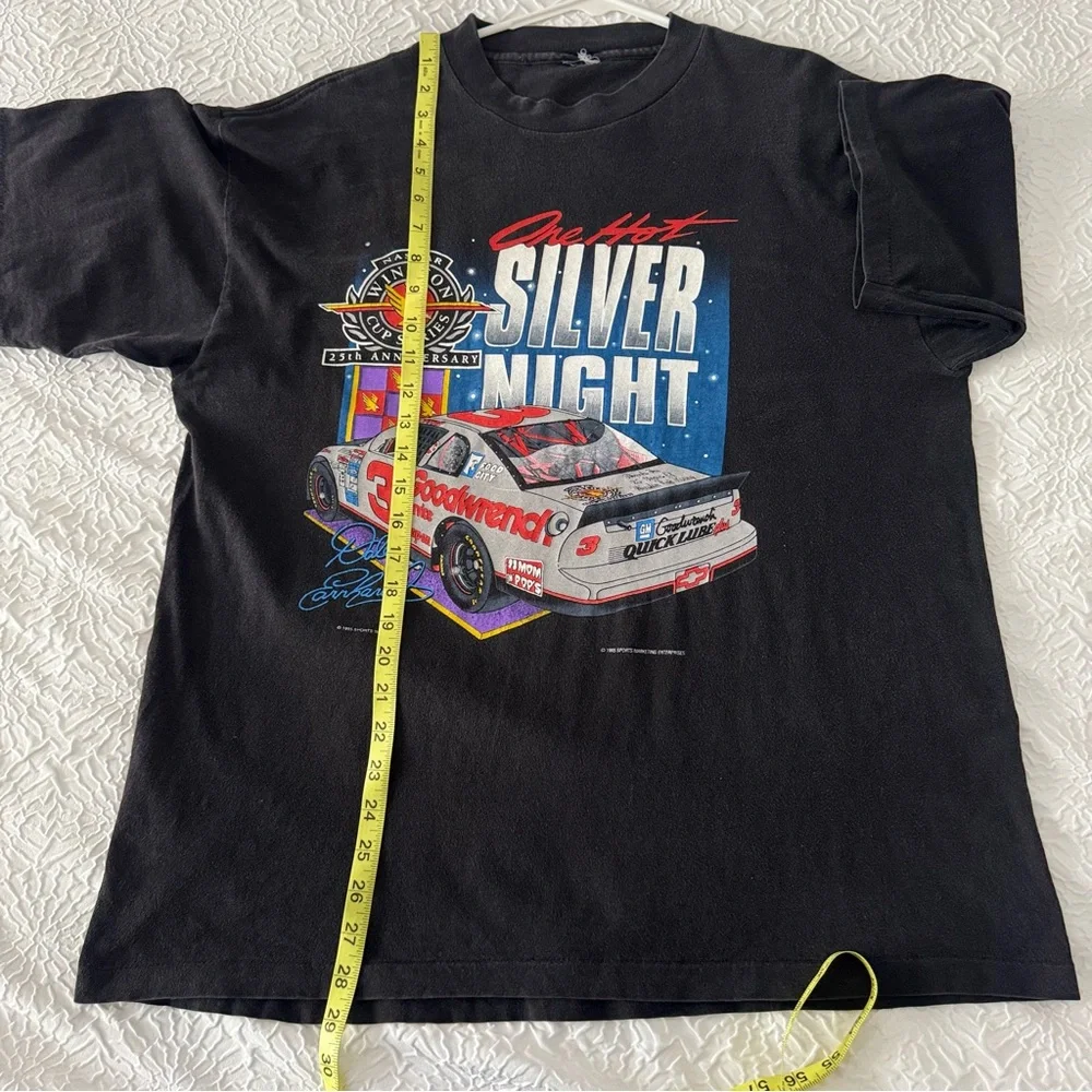 NASCAR Vintage Dale Earnhardt One Hot Silver Night Graphic Single Stich Tee 1995